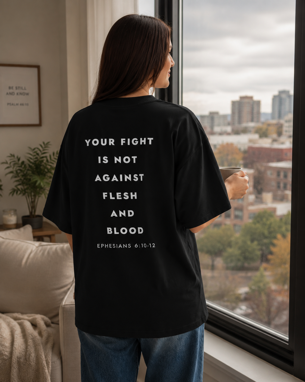 Ephesians 6:10-12 Oversized Unisex T-Shirt 100% Organic Cotton